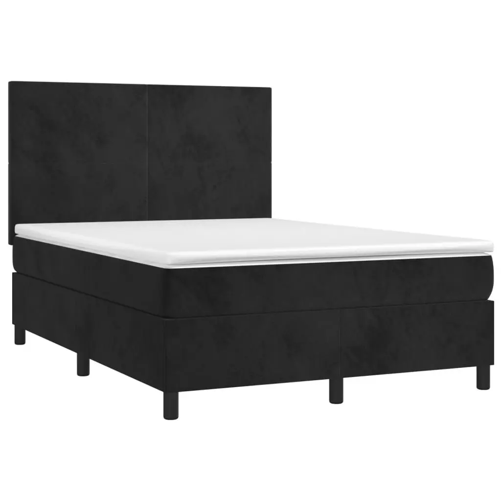Queen Size Box Spring Bed Black Velvet 153x203 cm with Pocket Spring Mattress
