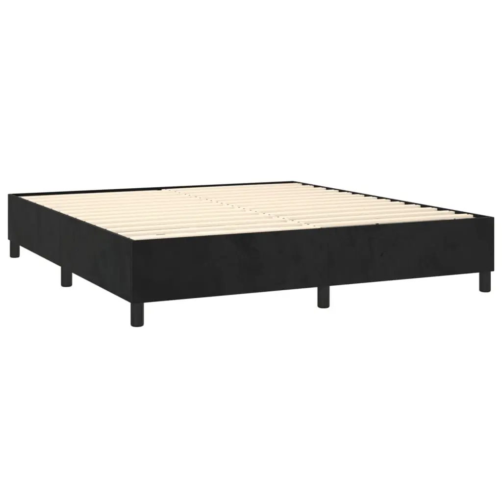Queen Size Box Spring Bed Black Velvet 153x203 cm with Pocket Spring Mattress