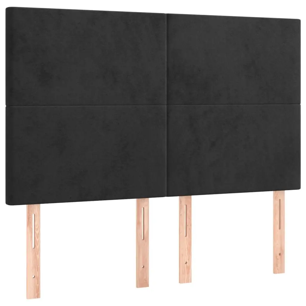 Queen Size Box Spring Bed Black Velvet 153x203 cm with Pocket Spring Mattress