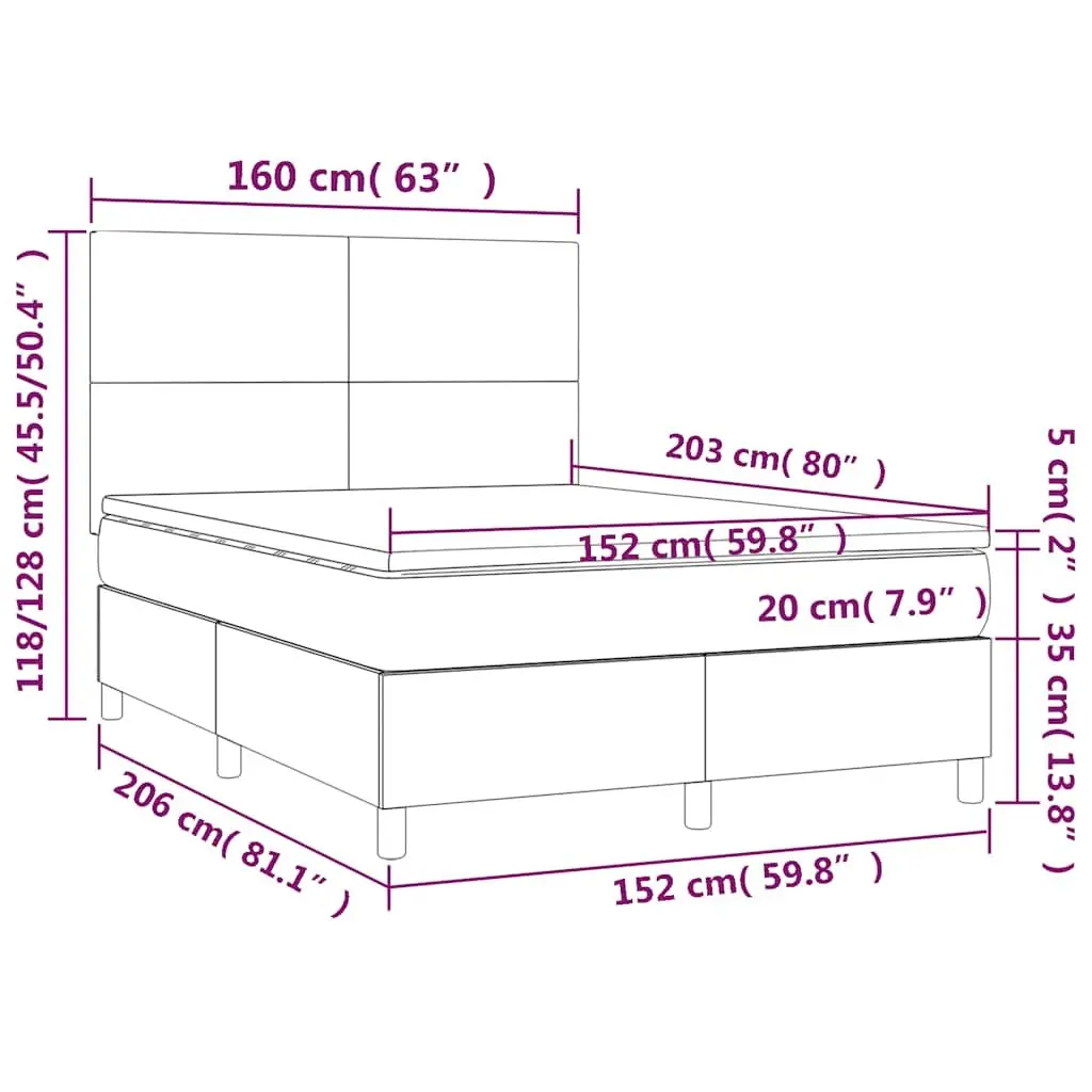 Queen Size Box Spring Bed Black Velvet 153x203 cm with Pocket Spring Mattress