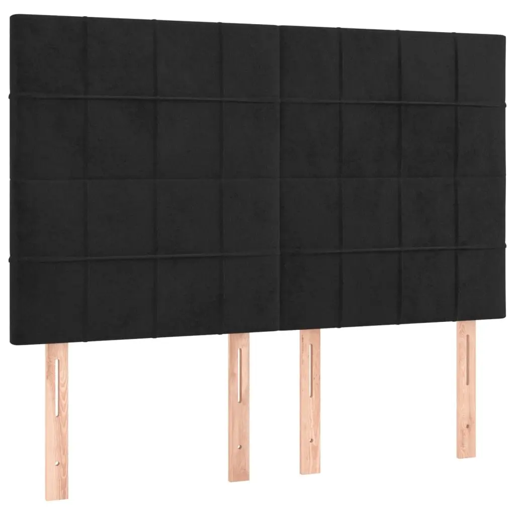 Box Spring Bed with Pocket Spring Mattress Black Velvet Queen Size 153x203cm