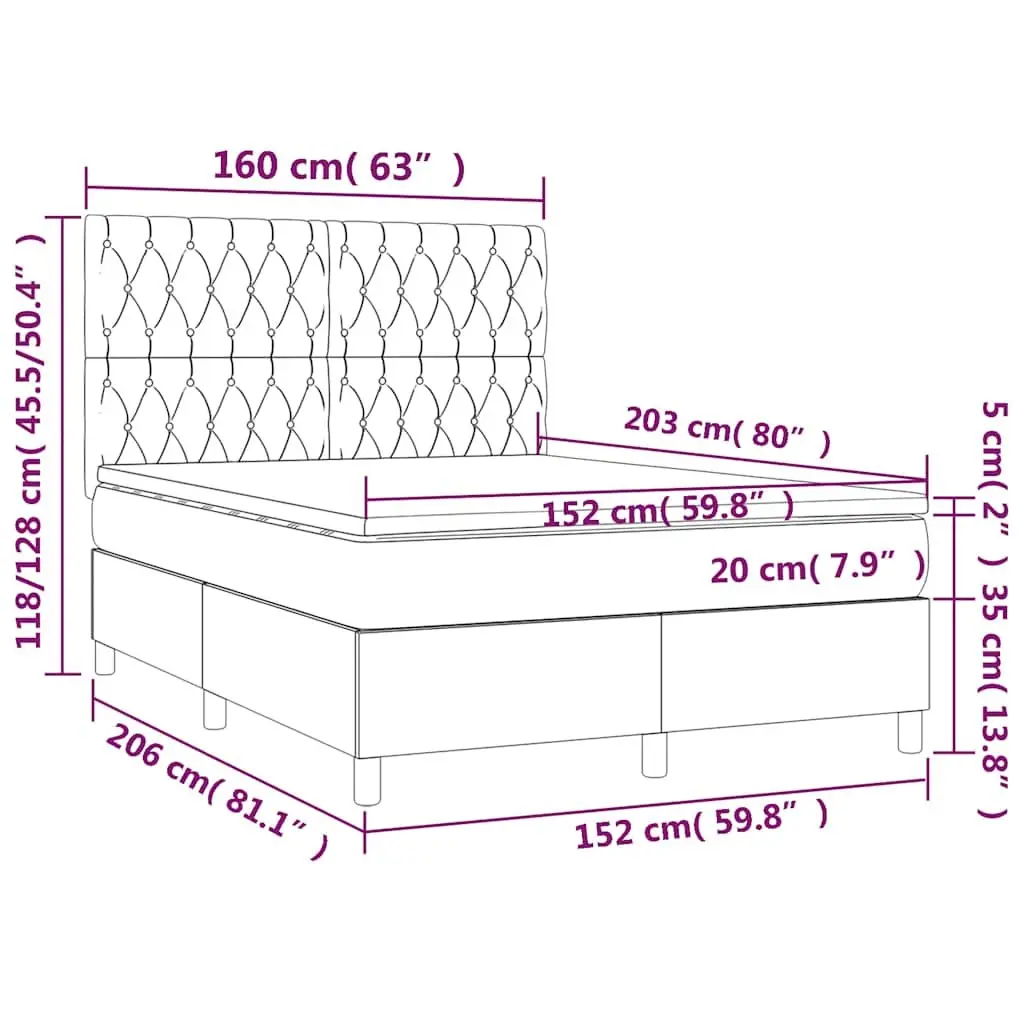 Queen Size Box Spring Bed Black Velvet Upholstered Frame with Adjustable Headboard and Pocket Spring Mattress