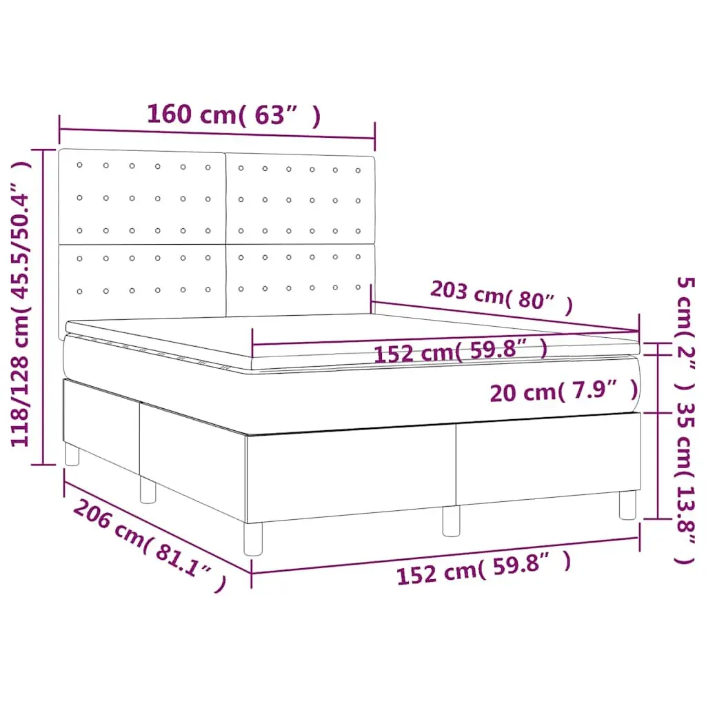 Box Spring Bed Black Velvet Queen Size 153x203 cm with Pocket Spring Mattress