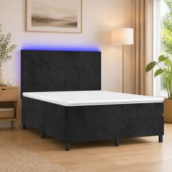 Black Velvet Box Spring Bed with Pocket Spring Mattress