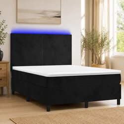 Luxurious Queen Size Box Spring Bed with LED Headboard