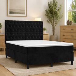 Elegant Queen Size Box Spring Bed with LED Headboard