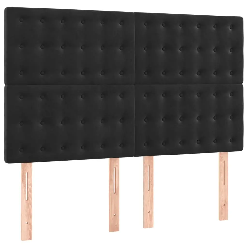 Queen Size Box Spring Bed Black Velvet with Pocket Spring Mattress and Adjustable LED Headboard