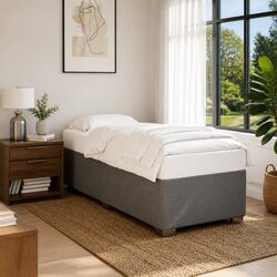 Grey Fabric Bed Frame 90x190 cm with Slatted Base