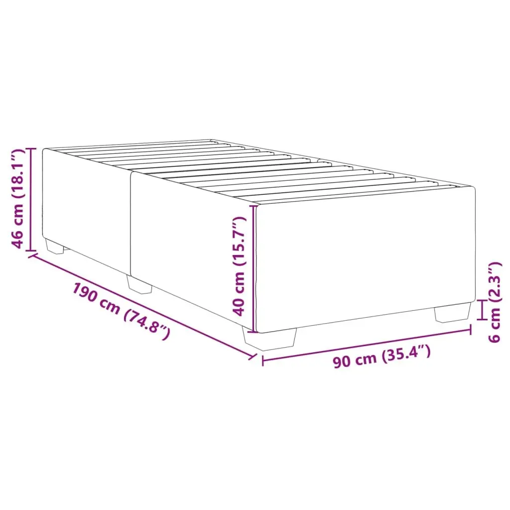 Grey Fabric Bed Frame 90x190 cm with Slatted Base
