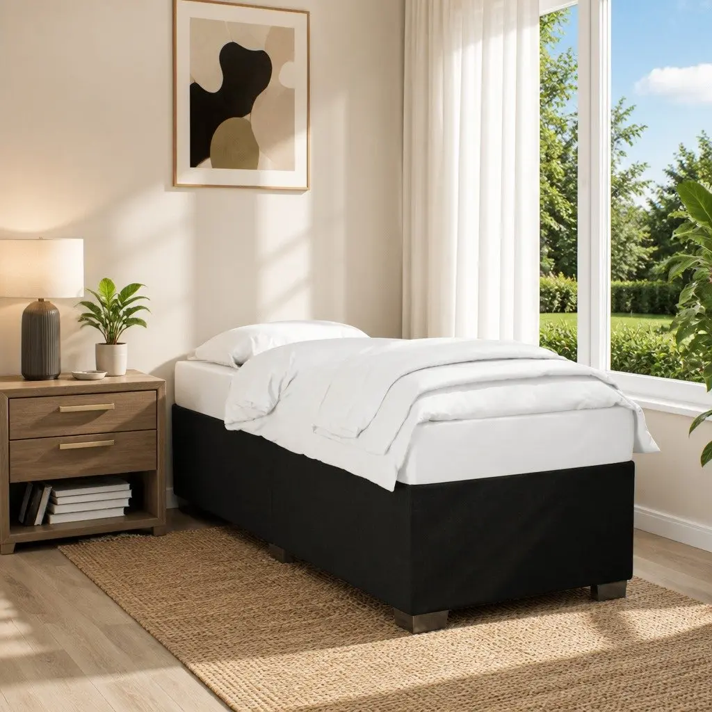 Black Fabric Bed Frame 90x190 cm