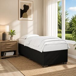 Comfortable Black Fabric Bed Frame 90x190 cm