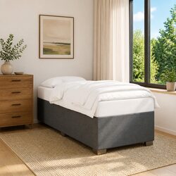 Grey Fabric Bed Frame 90x190 cm with Slatted Base