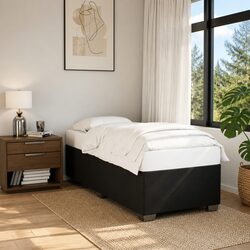 Black Fabric Upholstered Bed Frame 90x190 cm