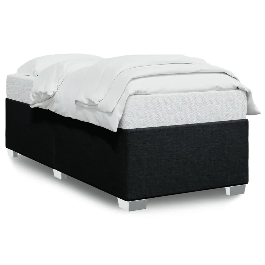 Black Fabric Upholstered Bed Frame 90x190cm with Slatted Base Support for Bedrooms