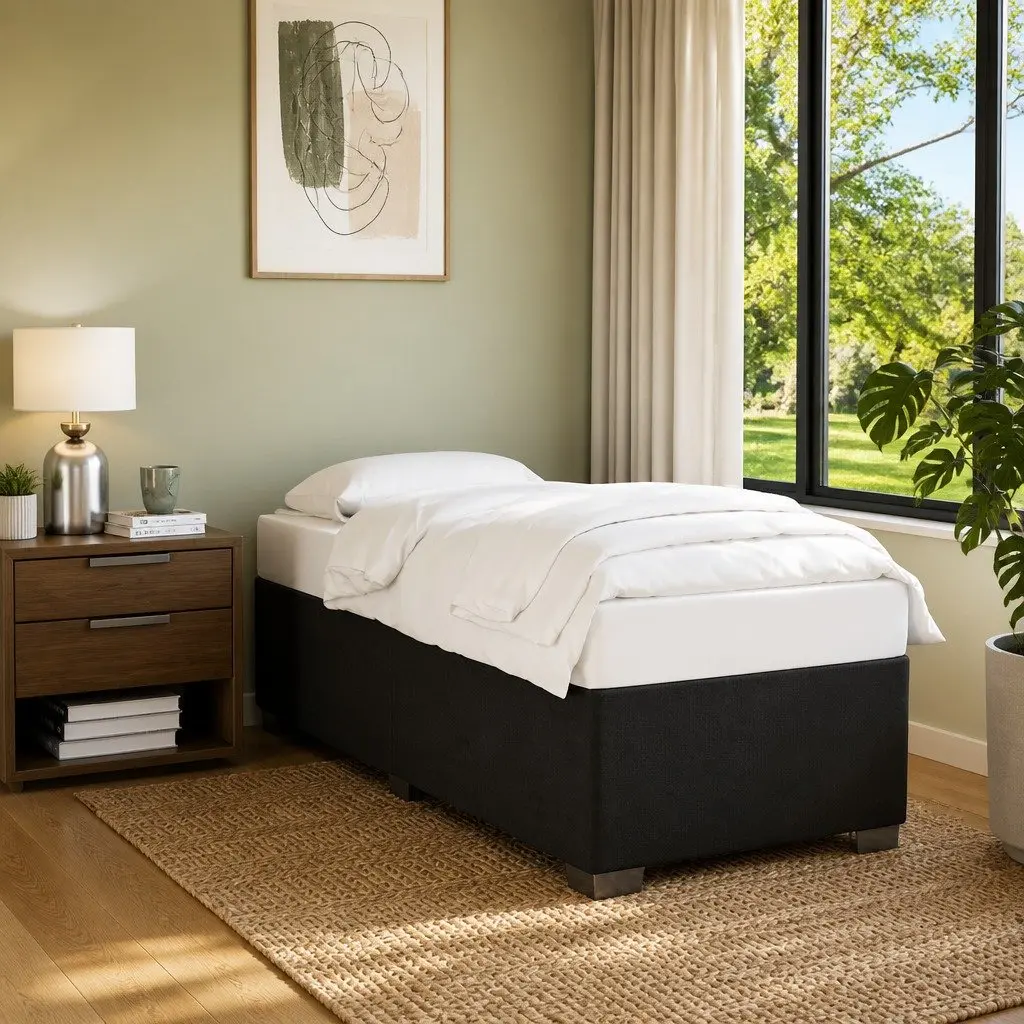 King Single Bed Frame in Black Fabric