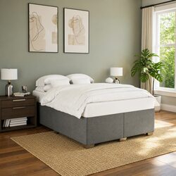 Stylish Grey Fabric Double Bed Frame for Comfort