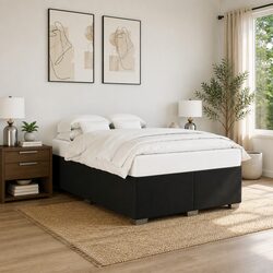 Upholstered Black Fabric Double Bed Frame for Comfort