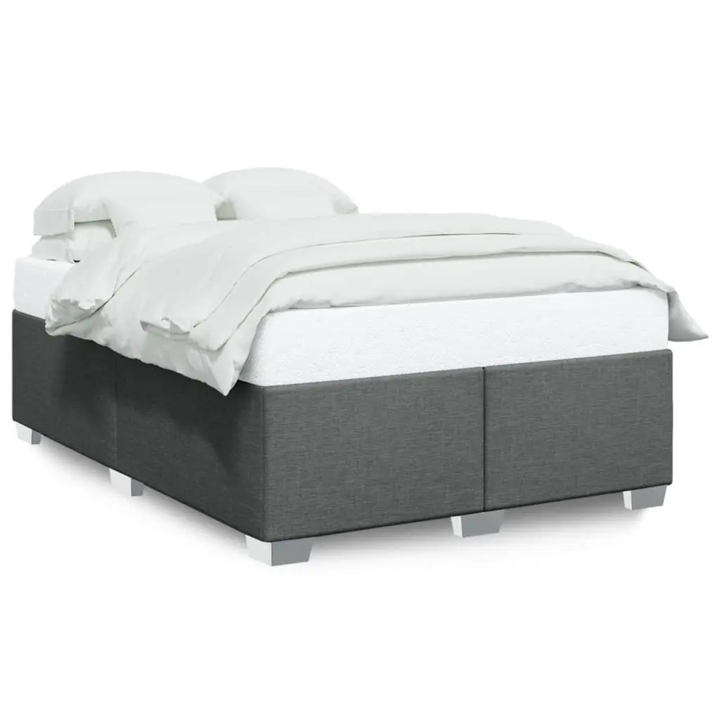 Queen Bed Frame Grey Fabric Upholstered Bedroom Furniture Slat Support