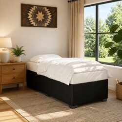 Cozy Black Bed Frame 90x190 cm Faux Leather Design