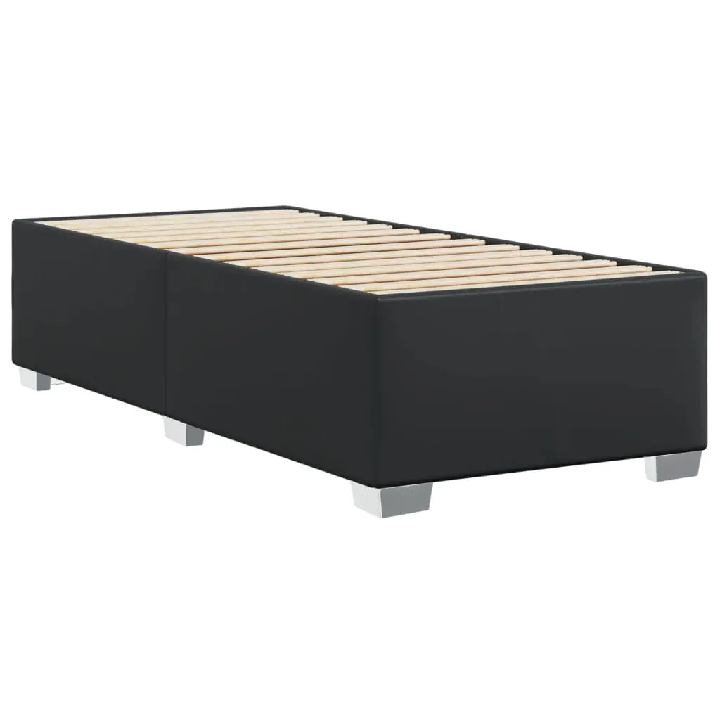 Black Bed Frame 90x190 cm Faux Leather Slatted Base Bedroom Furniture