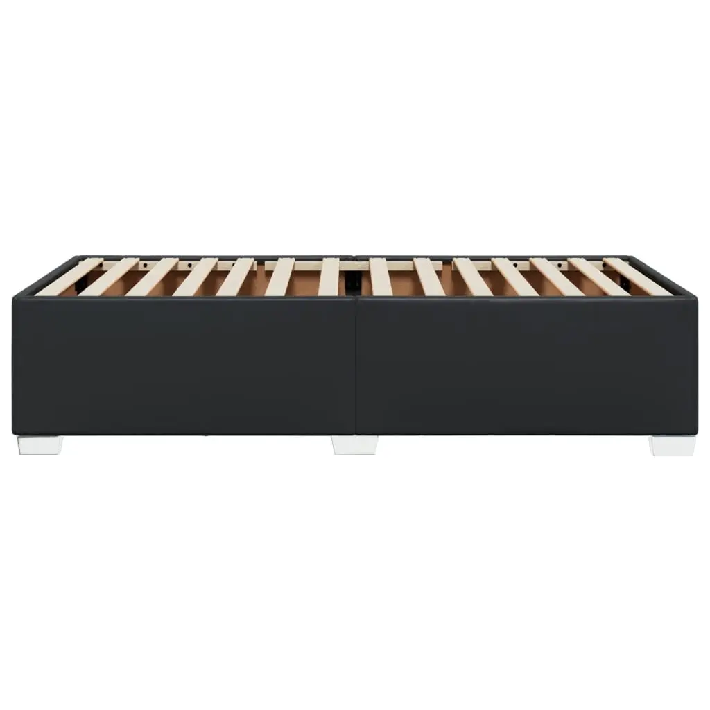 Black Bed Frame 90x190 cm Faux Leather Slatted Base Bedroom Furniture