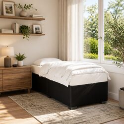 Comfortable Black Faux Leather Bed Frame 90x190 cm