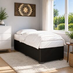 King Single Bed Frame in Black Faux Leather