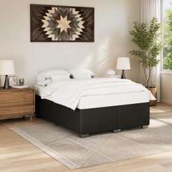 Black Faux Leather Double Bed Frame with Slat Support