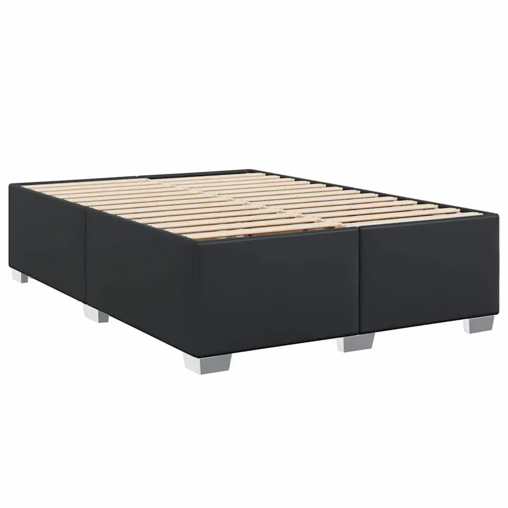 Black Faux Leather Double Bed Frame with Slat Support