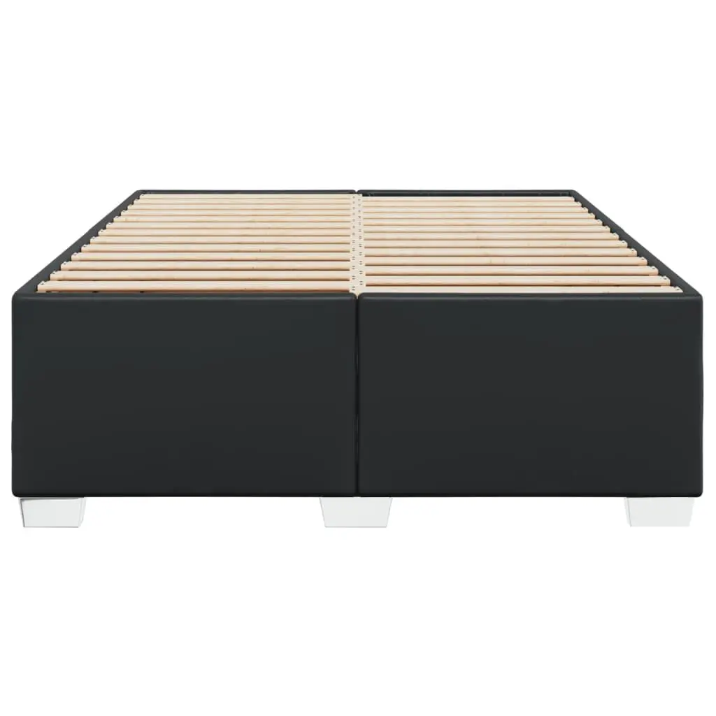 Black Faux Leather Double Bed Frame with Slat Support