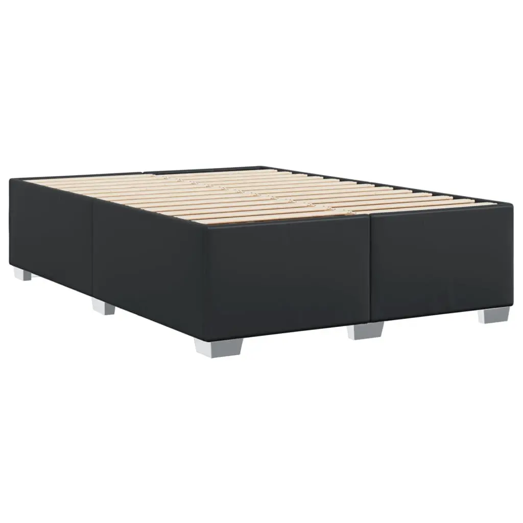 Black Faux Leather Double Bed Frame with Slat Support