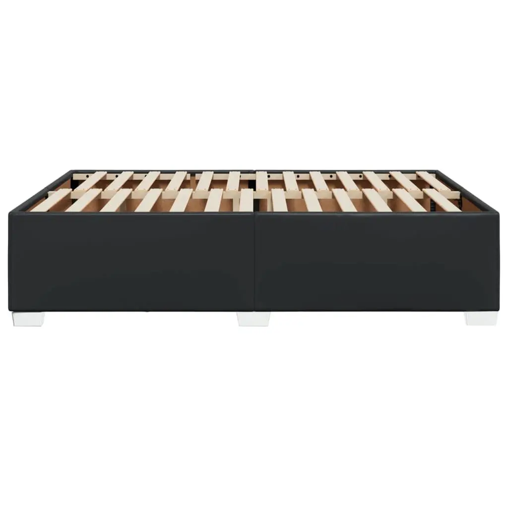 Black Faux Leather Double Bed Frame with Slat Support