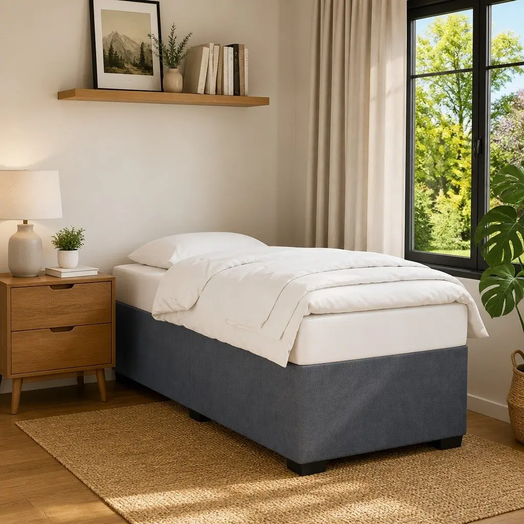 Bed Frame Grey Velvet 90x190 cm Slatted Base Bedroom Furniture Sleep