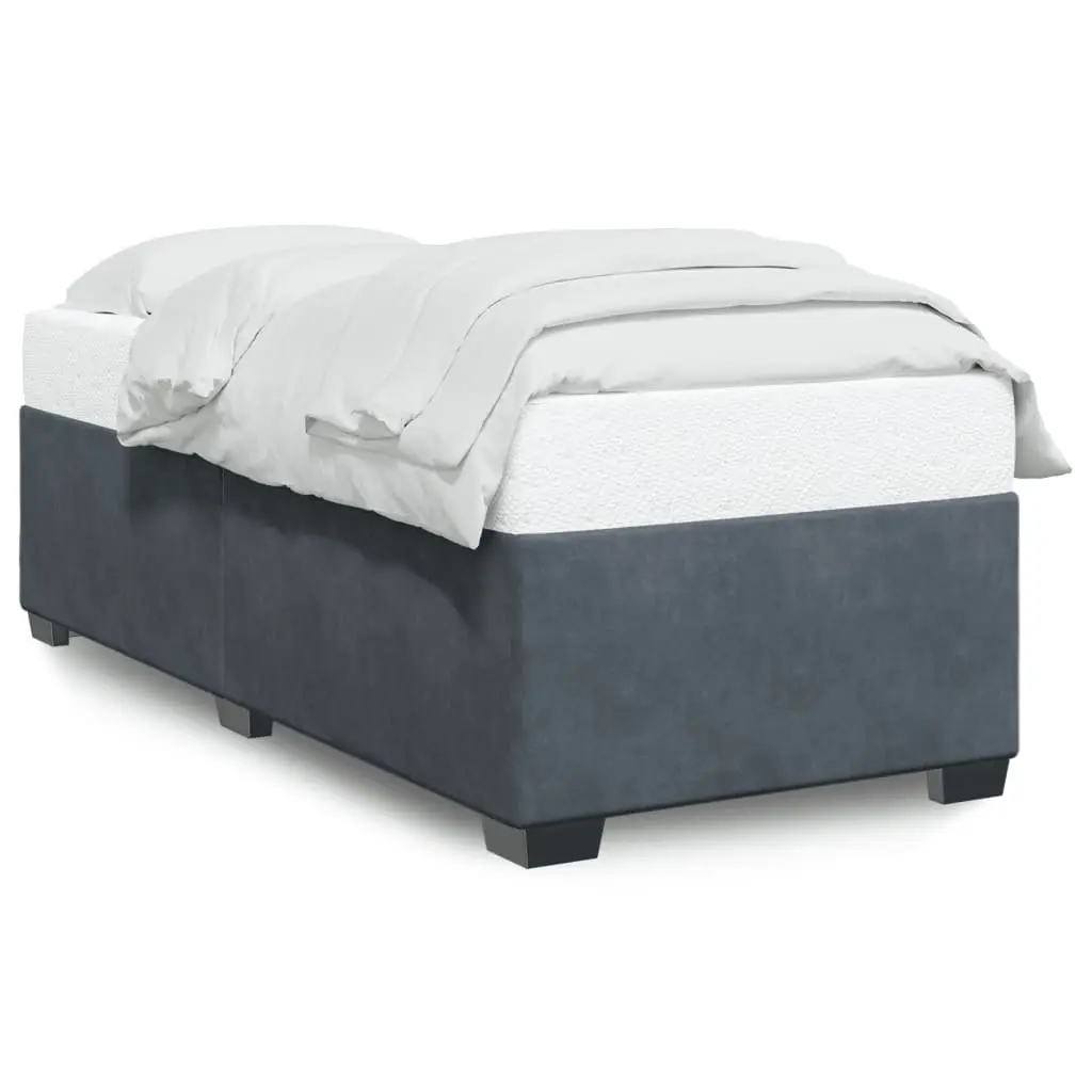 Bed Frame Grey Velvet 90x190 cm Slatted Base Bedroom Furniture Sleep