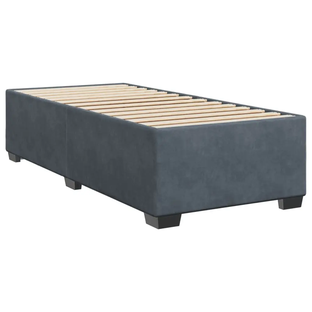 Bed Frame Grey Velvet 90x190 cm Slatted Base Bedroom Furniture Sleep