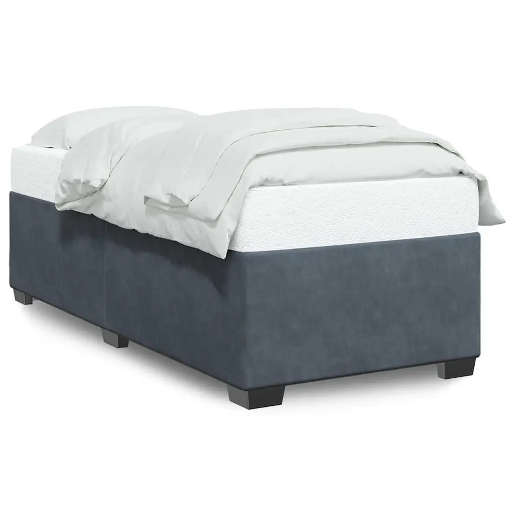 Grey Velvet Bed Frame 90x190 cm with Slatted Base