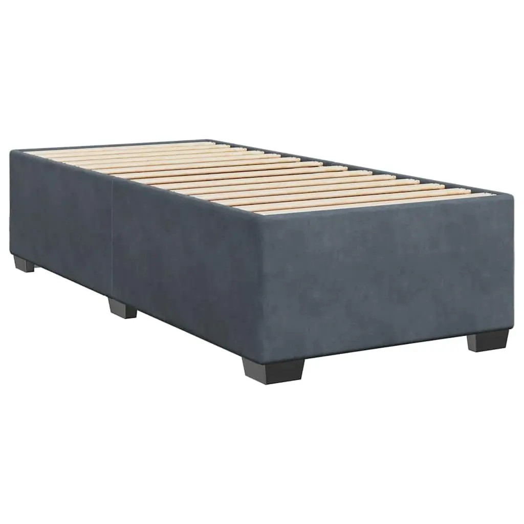 Grey Velvet Bed Frame 90x190 cm with Slatted Base