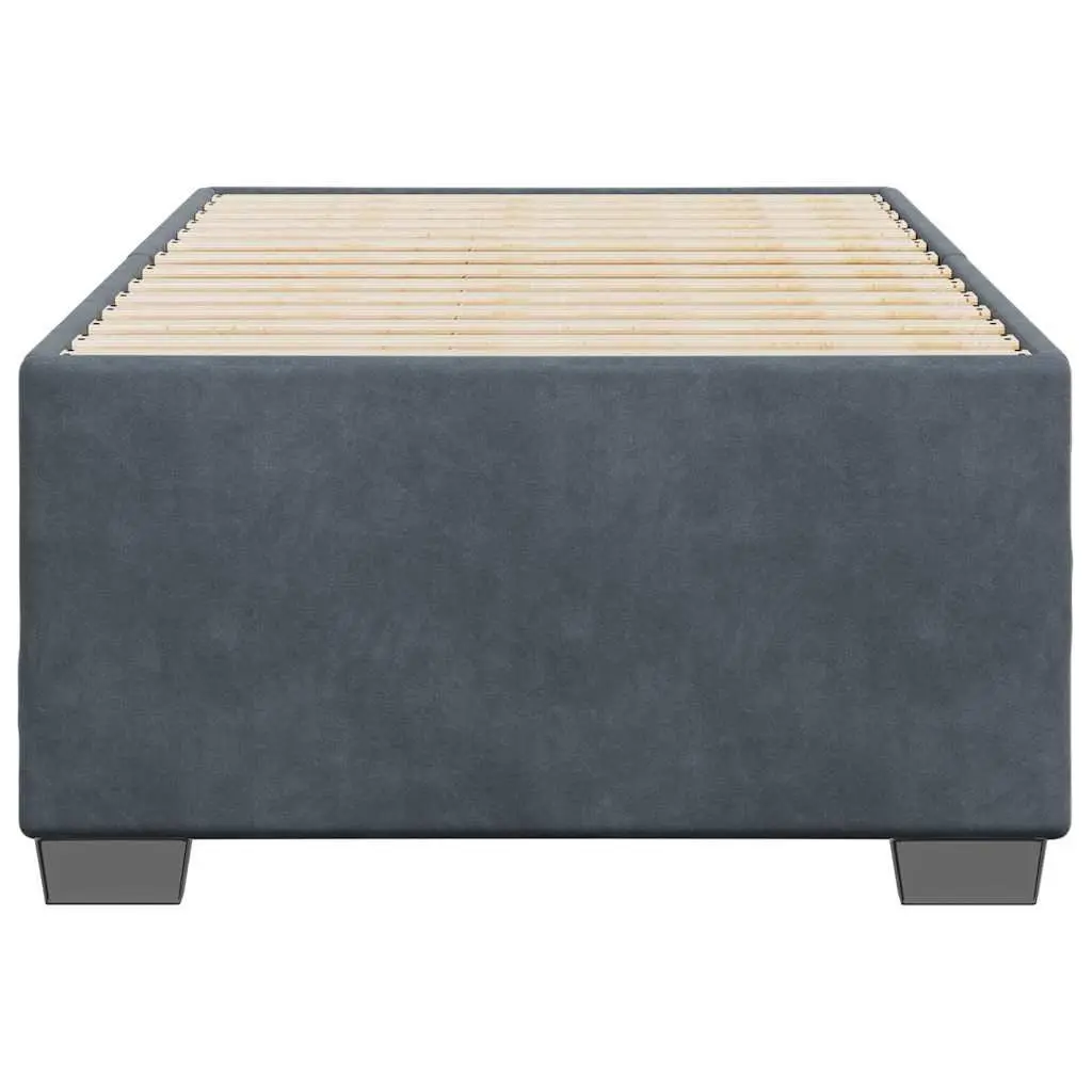 Grey Velvet Bed Frame 90x190 cm with Slatted Base