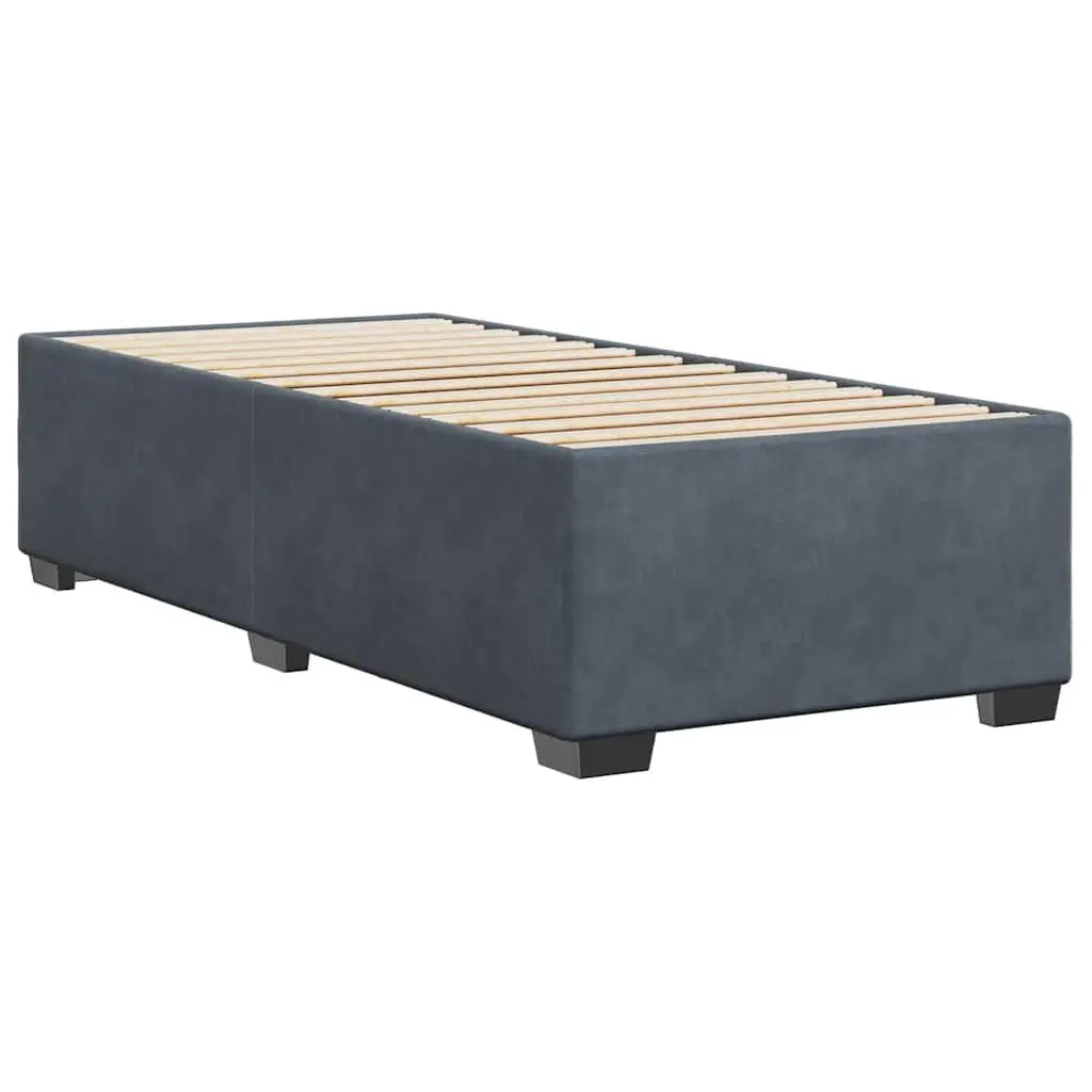 Grey Velvet Bed Frame 90x190 cm with Slatted Base