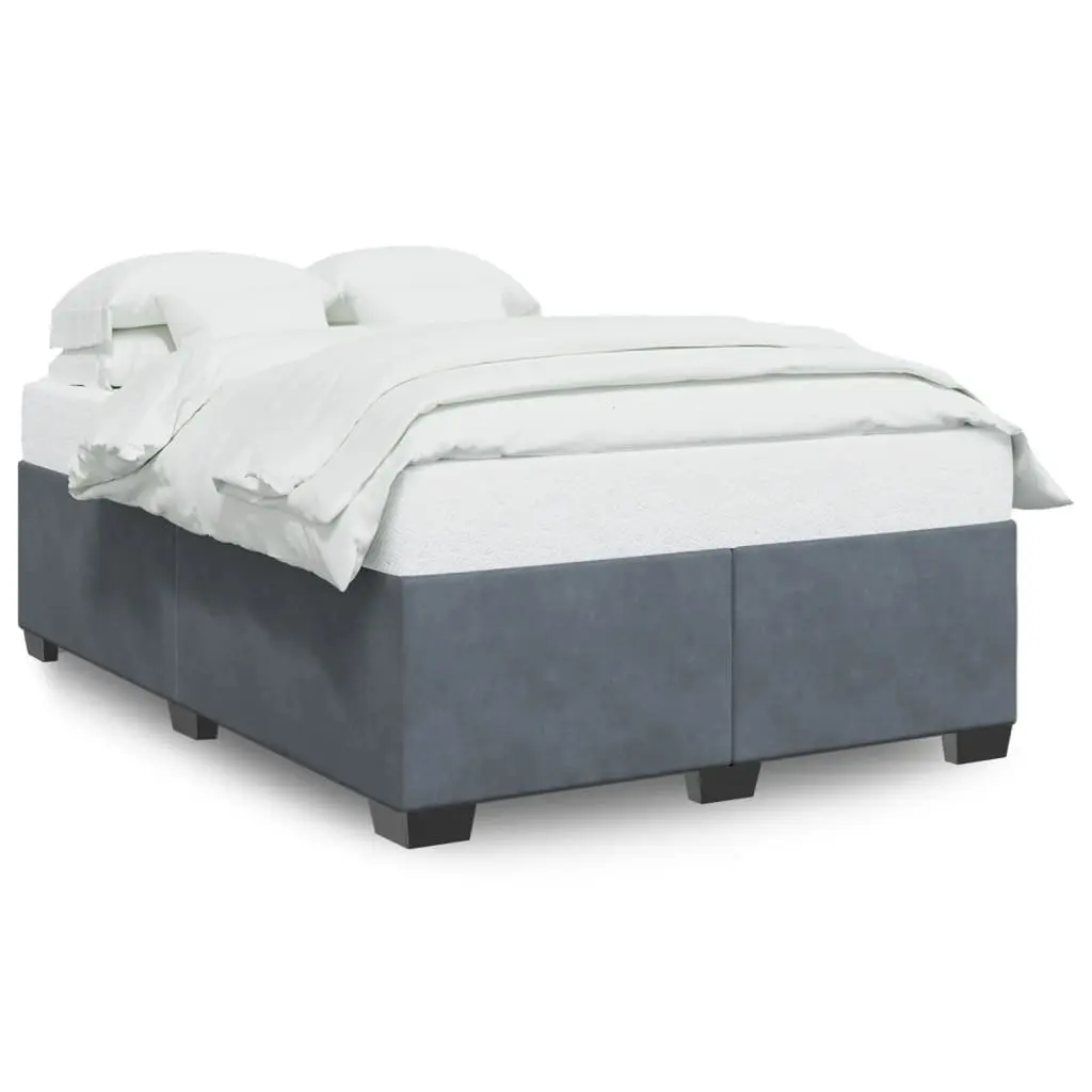 Grey Velvet Upholstered Double Bed Frame for Comfort