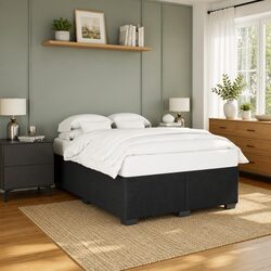 Black Velvet Double Bed Frame with Slat Support