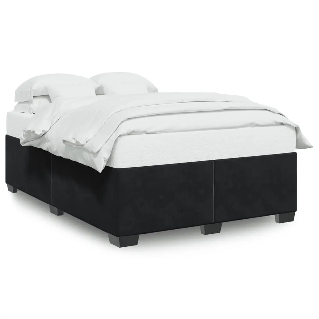 Black Velvet Double Bed Frame with Slat Support