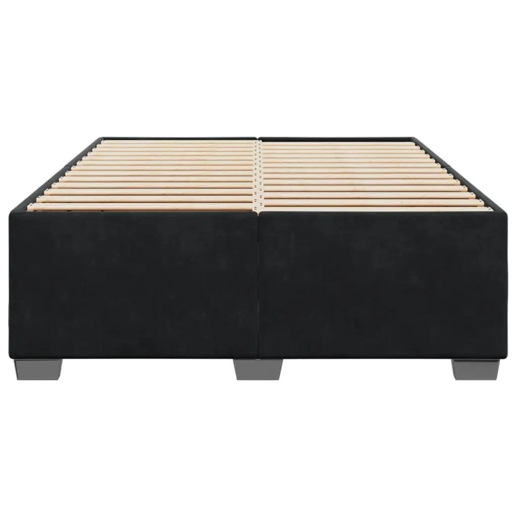 Black Velvet Double Bed Frame with Slat Support