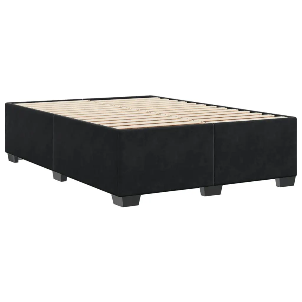 Black Velvet Double Bed Frame with Slat Support