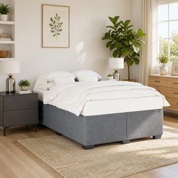 Elegant Dark Grey Velvet Queen Bed Frame