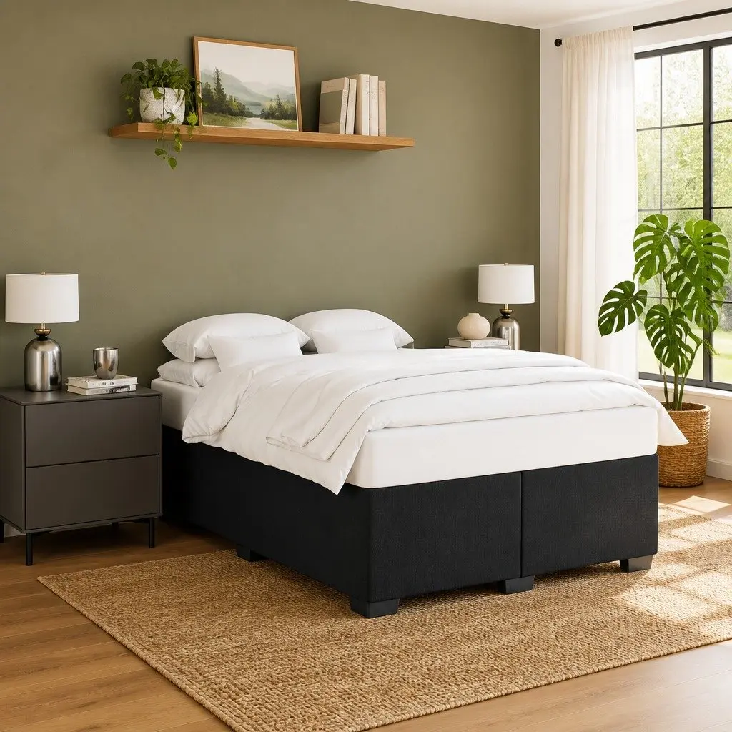 Black Velvet Upholstered Queen Bed Frame