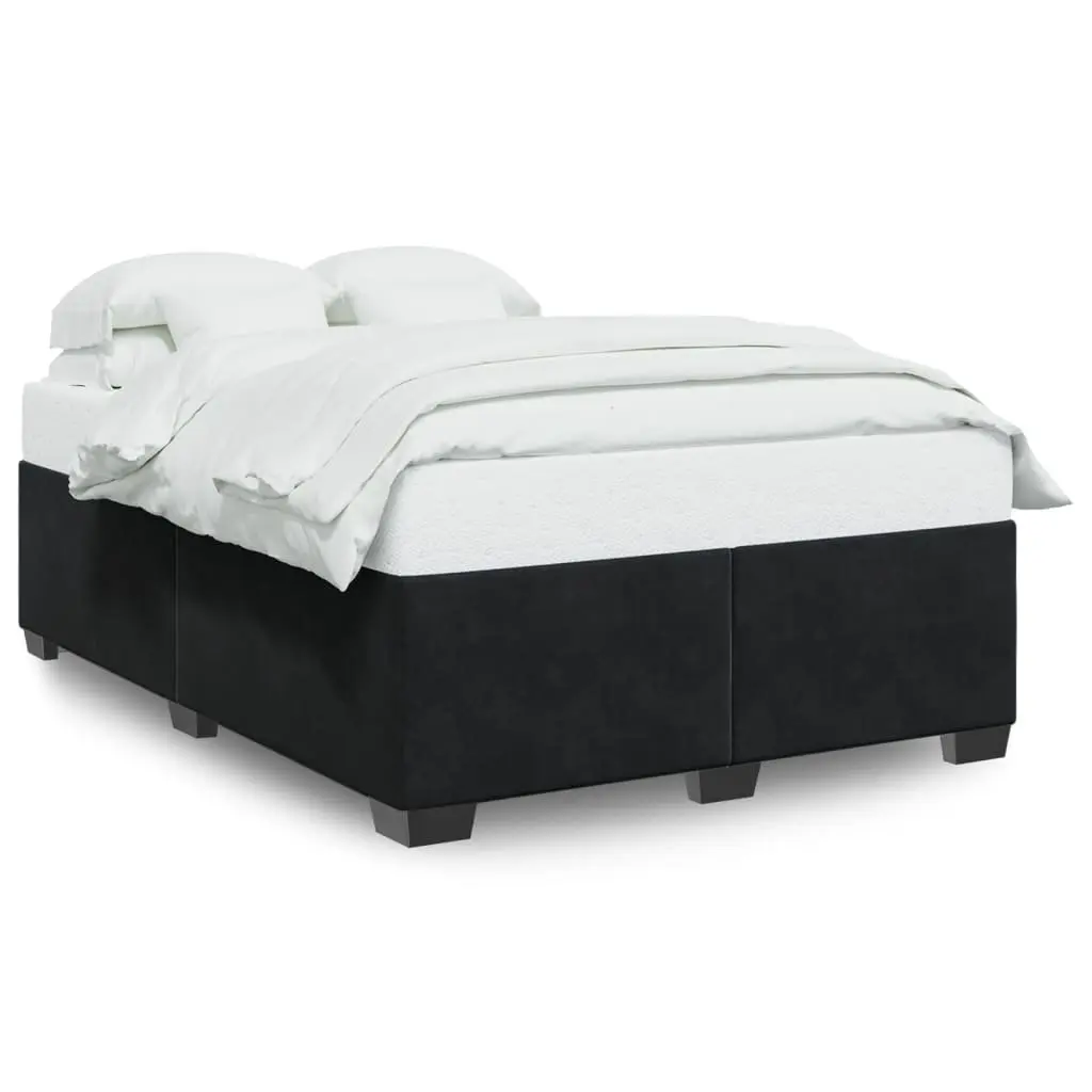 Black Velvet Upholstered Queen Bed Frame