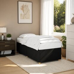 Cozy Black Upholstered Bed Frame 90x190 cm