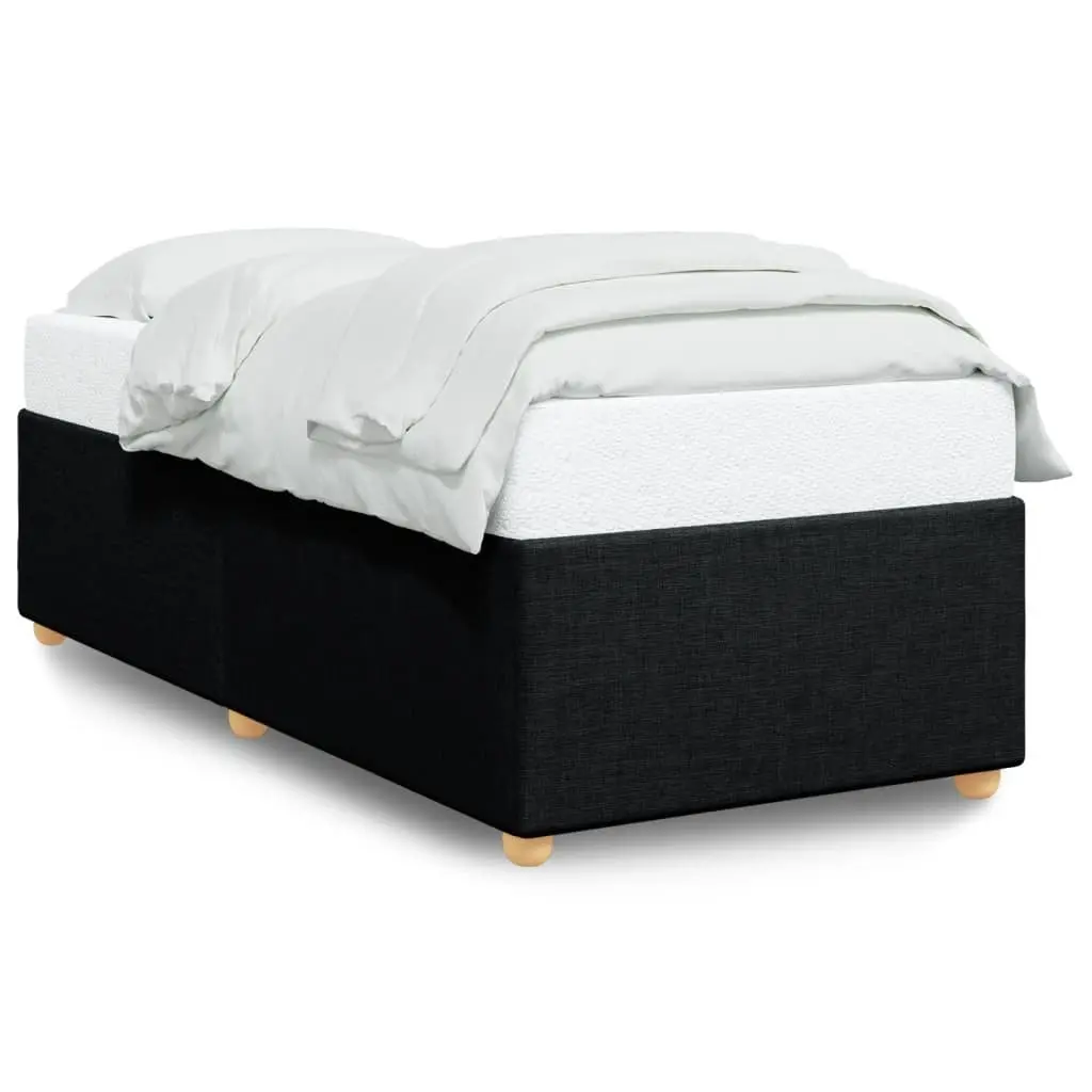 Black Fabric Upholstered Bed Frame 90x190cm Slatted Base