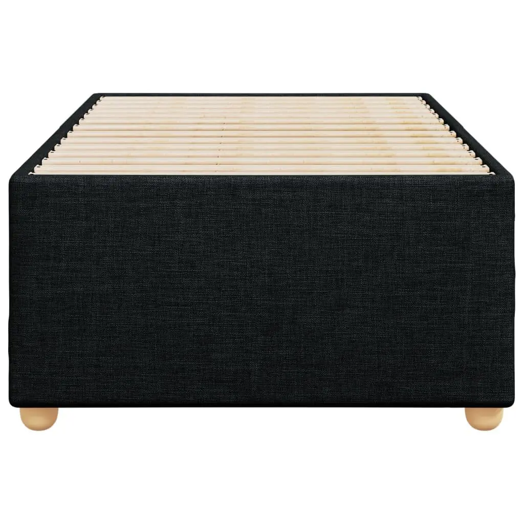 Black Fabric Upholstered Bed Frame 90x190cm Slatted Base